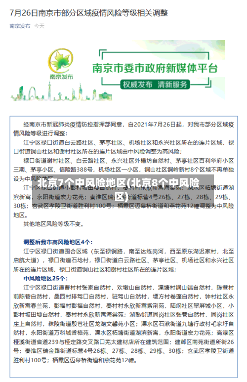 北京7个中风险地区(北京8个中风险区)