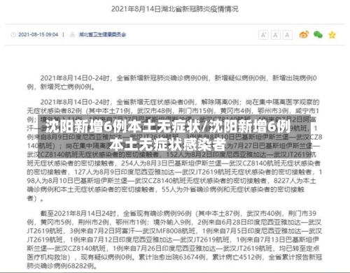沈阳新增6例本土无症状/沈阳新增6例本土无症状感染者